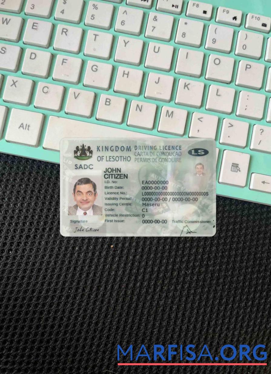Realistic Lesotho driving license photolook download for verification